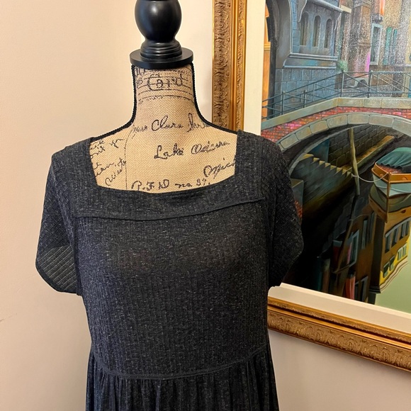 Free People! Beach Black Tee Square-Neck Ribbed Maxi Dress - Picture 5 of 5